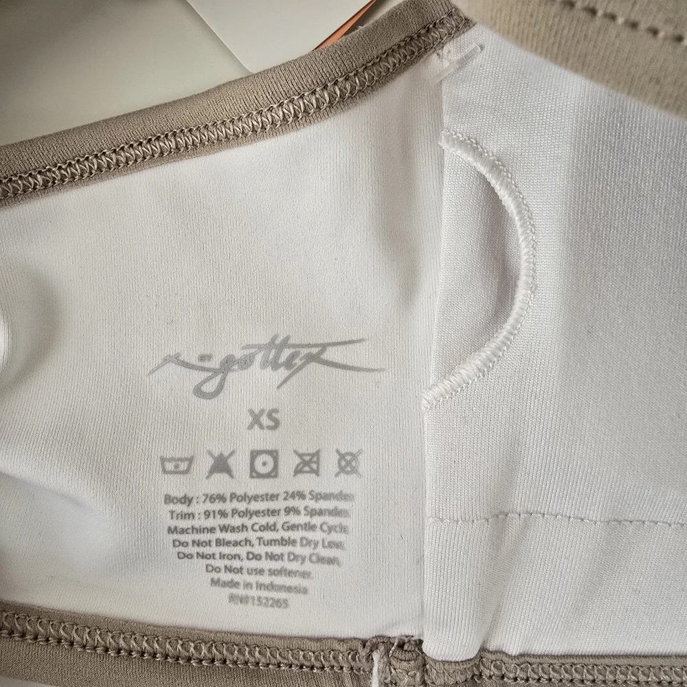 NWT X by Gottex Racerback Sports Bra Beige Peach Skin Collection Pickleball